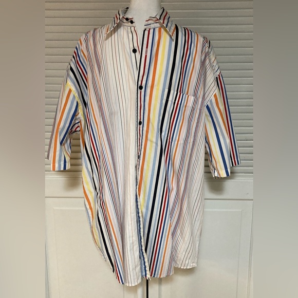 EC Hilfiger Multicolor Striped Shirt Size Large - Picture 2 of 8